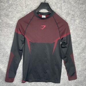 Gymshark Onyx 5.0 Seamless Long Sleeve T-Shirt Black/Carmine Red Men’s Medium